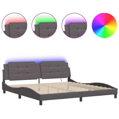 Sengeramme med LED uden madras Zadar 200x200 cm grå