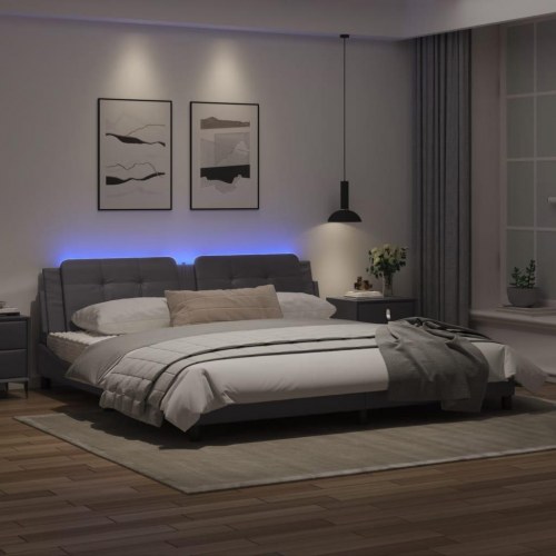 Sengeramme med LED uden madras Zadar 200x200 cm grå