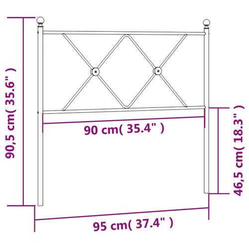 Sengegavl 90 cm metal sort
