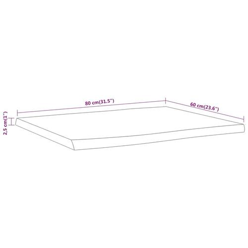 Bordplade 80x60x2,5 cm rektangulær massivt akacietræ