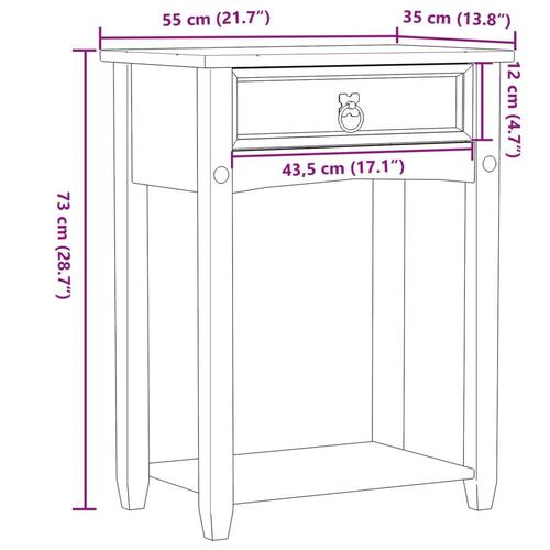 Konsolbord Corona 55x35x73 cm massivt fyrretræ