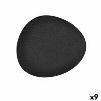 Flad Plade Bidasoa Fosil Sort Keramik Oval 22,8 x 20,1 x 2,2 cm (9 enheder)