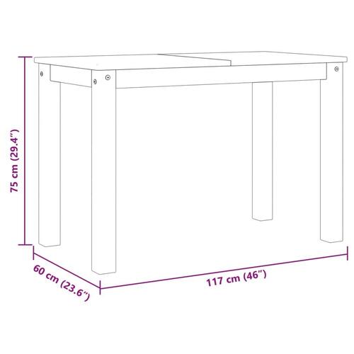 Spisebord Panama 117x60x75 cm massivt fyrretræ grå