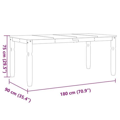Spisebord Corona 180x90x75 cm massivt fyrretræ hvid