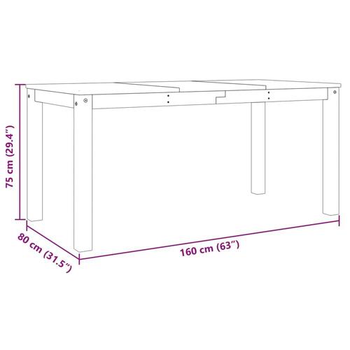 Spisebord Panama 160x80x75 cm massivt fyrretræ grå