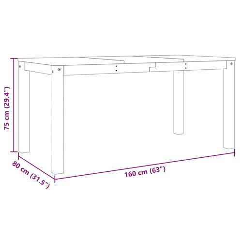 Spisebord Panama 160x80x75 cm massivt fyrretræ grå