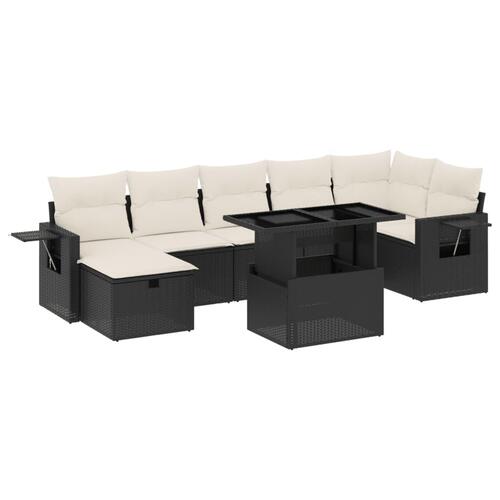 Sofasæt til haven 8 dele med hynder polyrattan sort