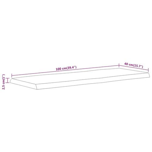 Bordplade 100x40x2,5 cm rektangulær massivt akacietræ