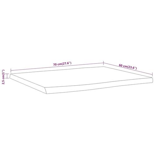 Bordplade 70x60x2,5 cm rektangulær massivt akacietræ