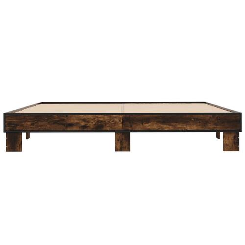 Sengestel 180x200cm konstrueret træ og metal røget egetræsfarve