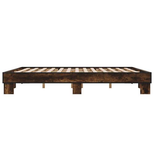 Sengestel 180x200cm konstrueret træ og metal røget egetræsfarve