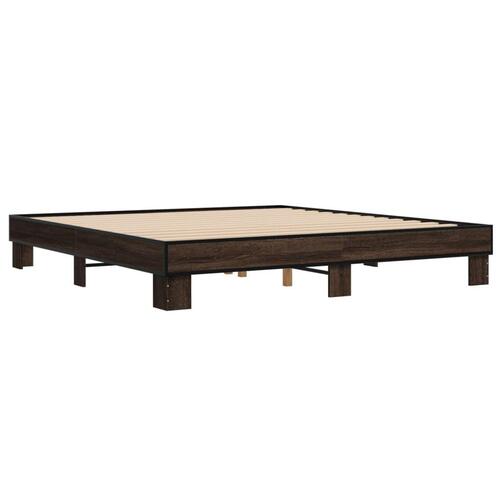 Sengestel 180x200 cm konstrueret træ og metal brun egetræ