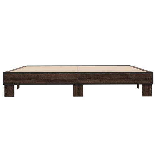 Sengestel 180x200 cm konstrueret træ og metal brun egetræ