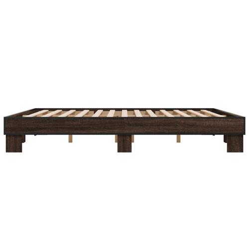 Sengestel 180x200 cm konstrueret træ og metal brun egetræ