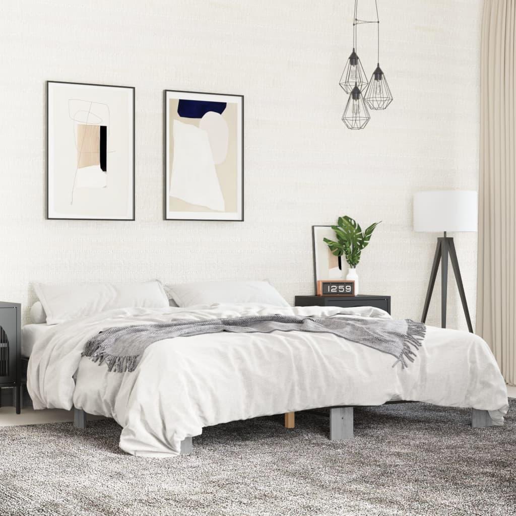 Sengestel 160x200 cm konstrueret træ og metal grå sonoma-eg
