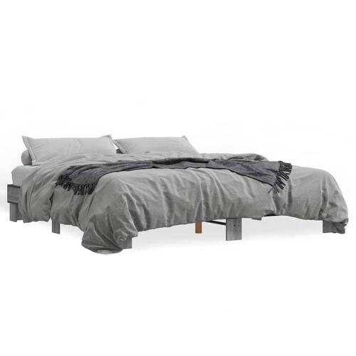 Sengestel 160x200 cm konstrueret træ og metal grå sonoma-eg