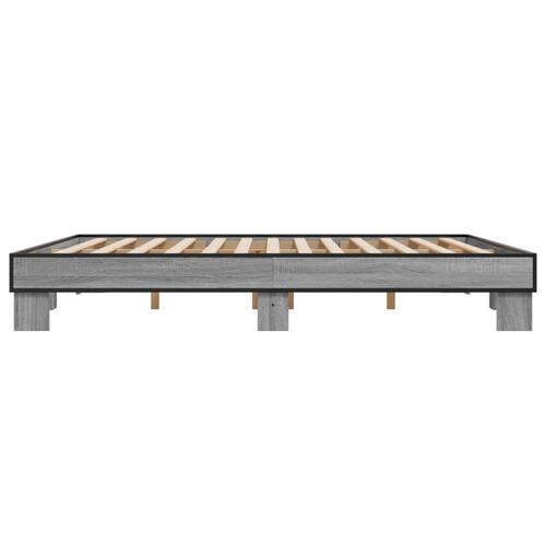 Sengestel 160x200 cm konstrueret træ og metal grå sonoma-eg
