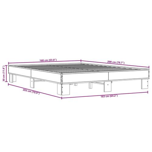 Sengestel 160x200 cm konstrueret træ og metal grå sonoma-eg