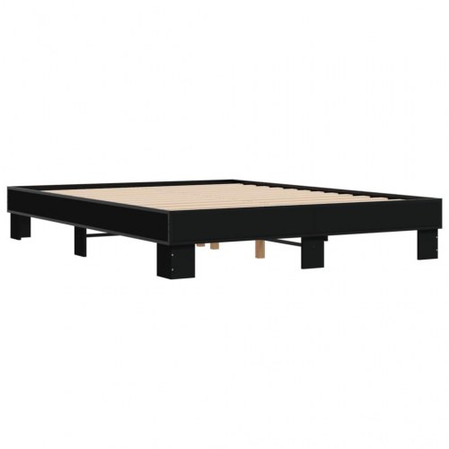 Sengestel 150 x 200 cm i sort konstrueret træ og metal
