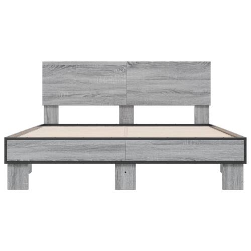 Sengestel 140x200 cm konstrueret træ og metal grå sonoma-eg
