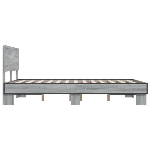 Sengestel 140x200 cm konstrueret træ og metal grå sonoma-eg