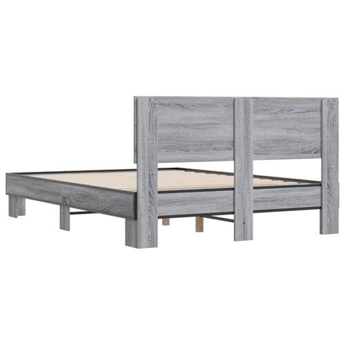 Sengestel 140x200 cm konstrueret træ og metal grå sonoma-eg