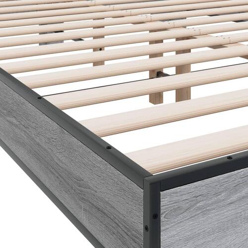 Sengestel 140x200 cm konstrueret træ og metal grå sonoma-eg