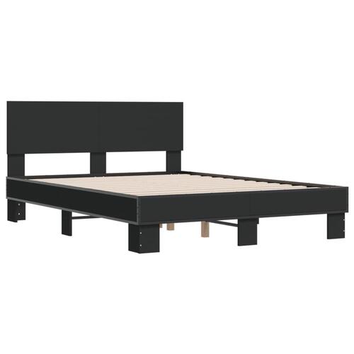 Sengestel 135x190 cm konstrueret træ og metal sort
