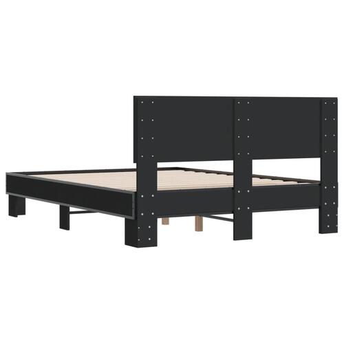 Sengestel 135x190 cm konstrueret træ og metal sort