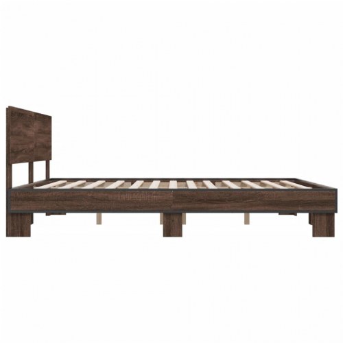 Sengestel 180x200 cm konstrueret træ og metal brun egetræ