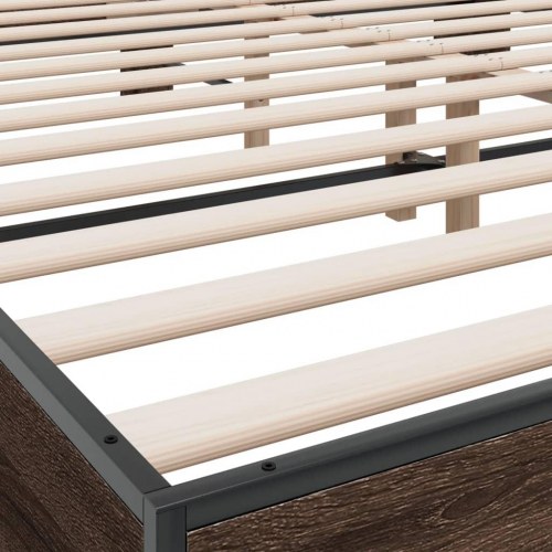 Sengestel 180x200 cm konstrueret træ og metal brun egetræ