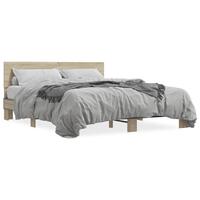 Sengestel 160x200 cm konstrueret træ og metal sonoma-eg
