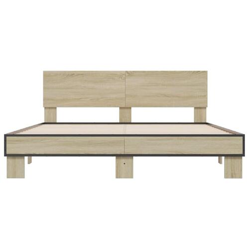 Sengestel 160x200 cm konstrueret træ og metal sonoma-eg