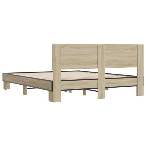 Sengestel 160x200 cm konstrueret træ og metal sonoma-eg
