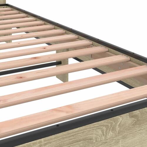 Sengestel 140x200 cm konstrueret træ og metal sonoma-eg
