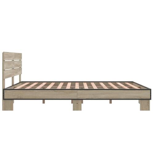 Sengestel 150x200 cm konstrueret træ og metal sonoma-eg
