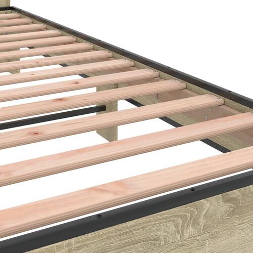 Sengestel 150x200 cm konstrueret træ og metal sonoma-eg