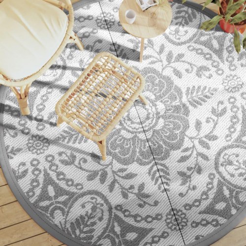 Udendørs gulvtæppe ARAKIL Ø200 cm PP lysegrå