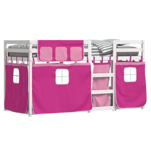 Køjeseng med gardiner 90x190 cm massivt fyrretræ pink