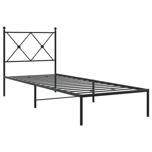 Sengeramme med sengegavl 75x190 cm metal sort