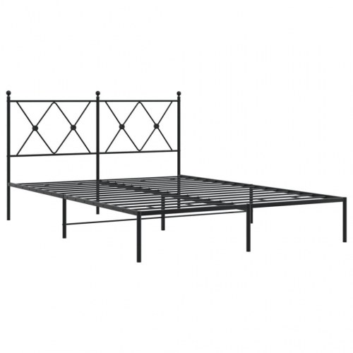 Sengeramme med sengegavl 135x190 cm metal sort