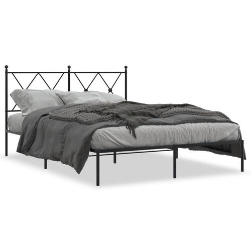 Sengeramme med sengegavl 140x200 cm metal sort