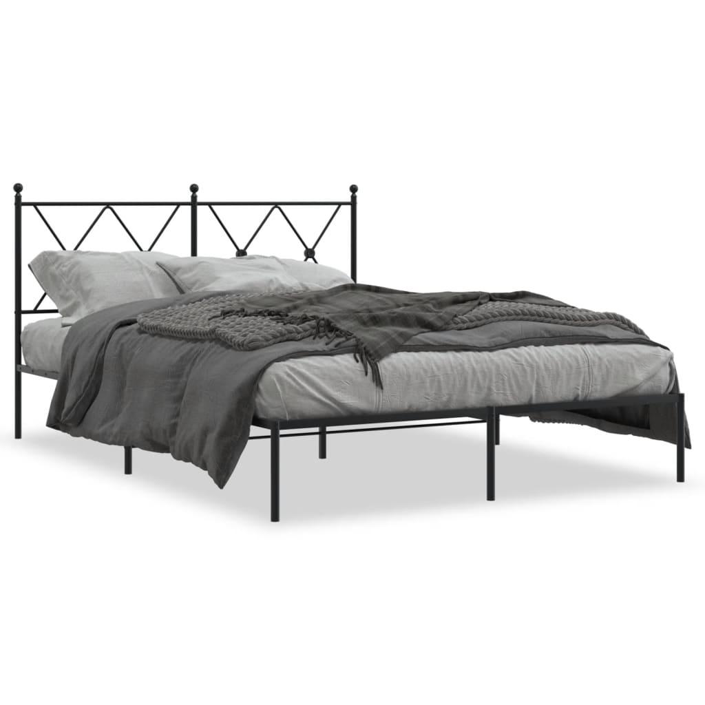 Sengeramme med sengegavl 140x200 cm metal sort