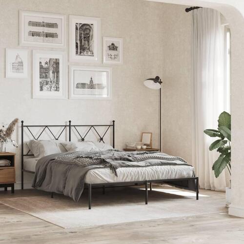 Sengeramme med sengegavl 140x200 cm metal sort
