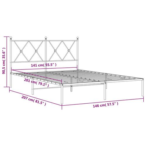 Sengeramme med sengegavl 140x200 cm metal sort