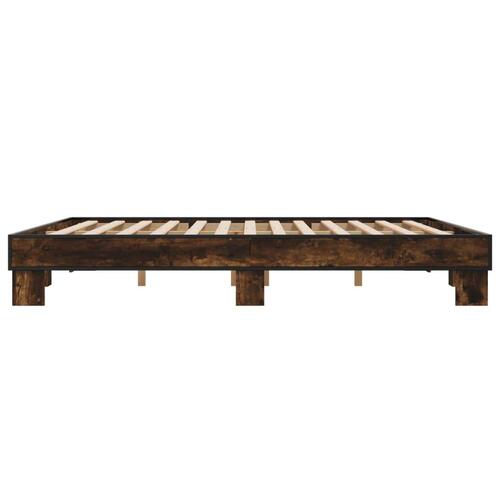Sengestel 200x200cm konstrueret træ og metal røget egetræsfarve