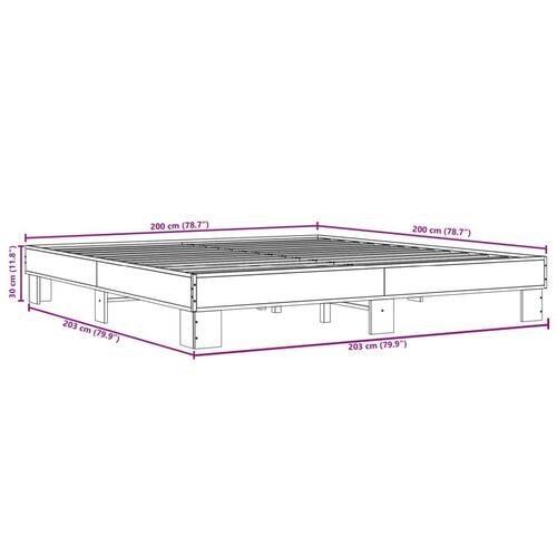 Sengestel 200x200cm konstrueret træ og metal røget egetræsfarve