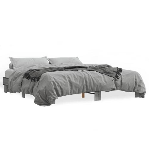 Sengestel 180x200 cm konstrueret træ og metal grå sonoma-eg