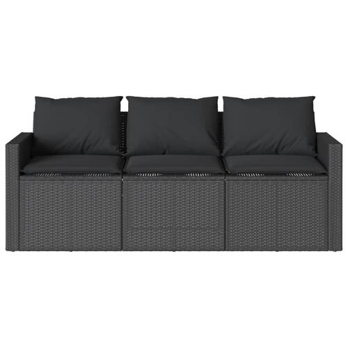 Spisebordssæt til haven 2 dele med hynder polyrattan sort