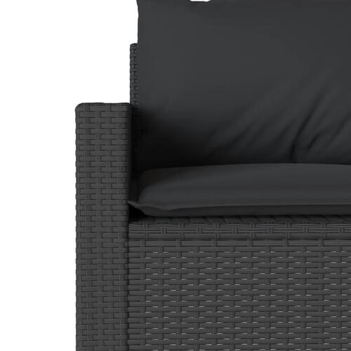 Spisebordssæt til haven 2 dele med hynder polyrattan sort